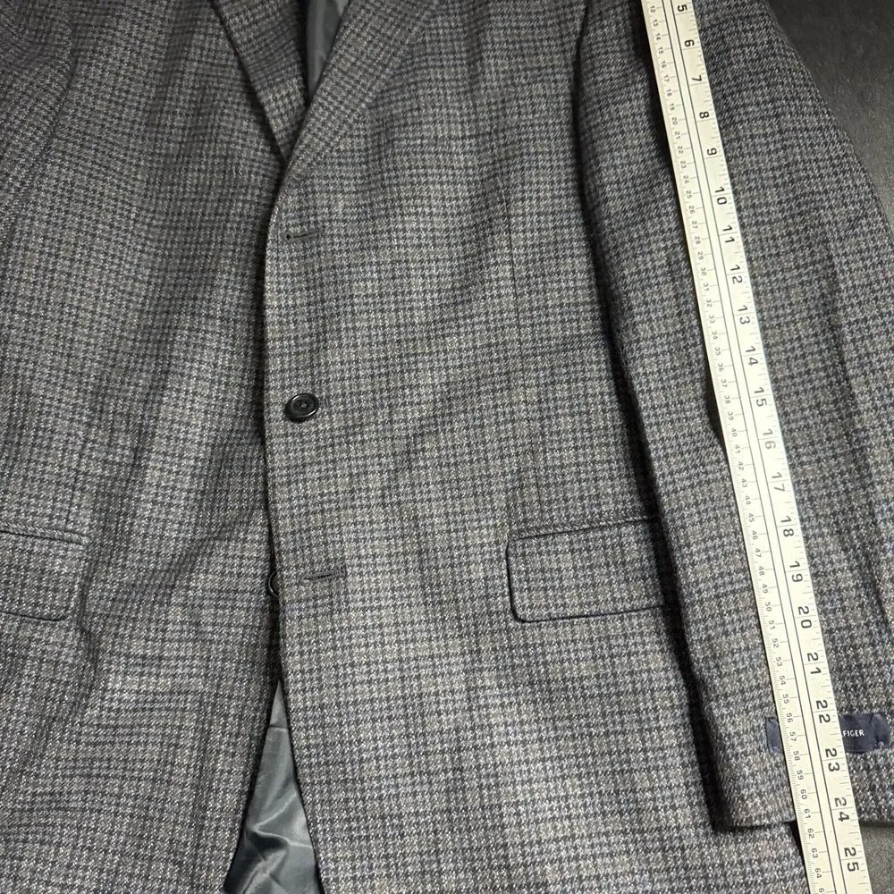 Tommy Hilfiger 42R Blazer‎ Sport Coat Mens Gray Check Wool
